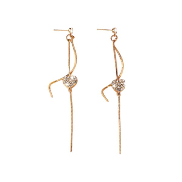 Women's Heart Pendant Spiral Drop And Dangle Earrings - Red/Gold