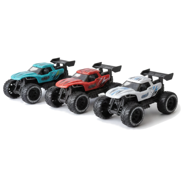 Conquer the Track: 3-Pack High-Speed Monster Trucks - Friction Powered