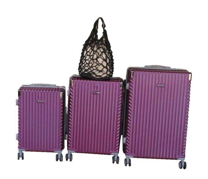 3-Piece ABS Purple Hard Shell Luggage Set with Spinner Wheels &amp; Tote