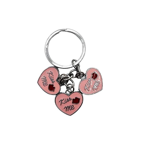 Metal Keychain with Heart Charms