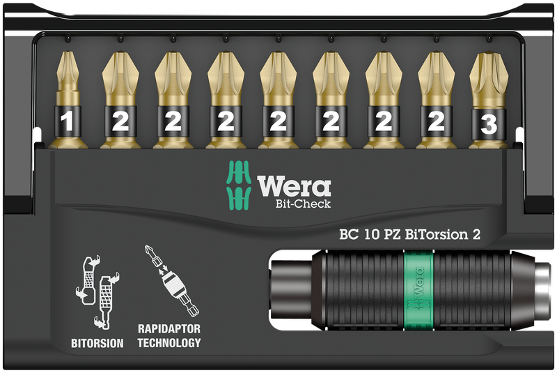 Wera Screwdriver Bit-Check 10 Pz Bitorsion 2 (10-Piece) - Wera 05347153001