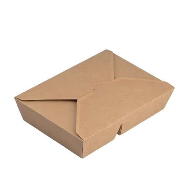 Disposable Kraft Paper Lunch Box 2 Compartments - 50 Pack