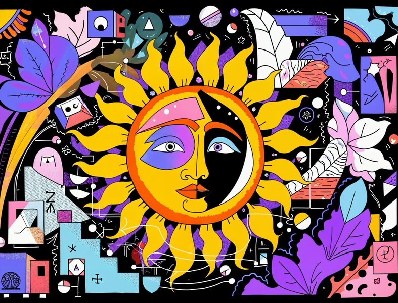 Modern Canvas Wall Art Home Decor - Abstract Sun