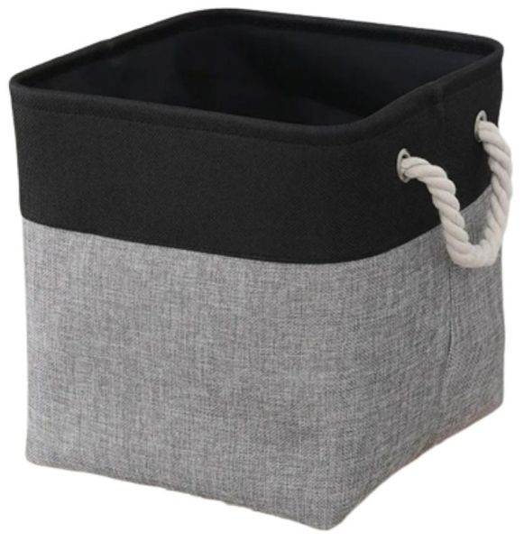 Wardrobe foldable storage box, cotton rope handle-Grey&amp;Black