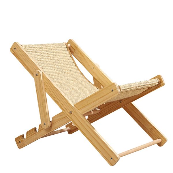 Wooden Frame Linen Cat Lounge Chair