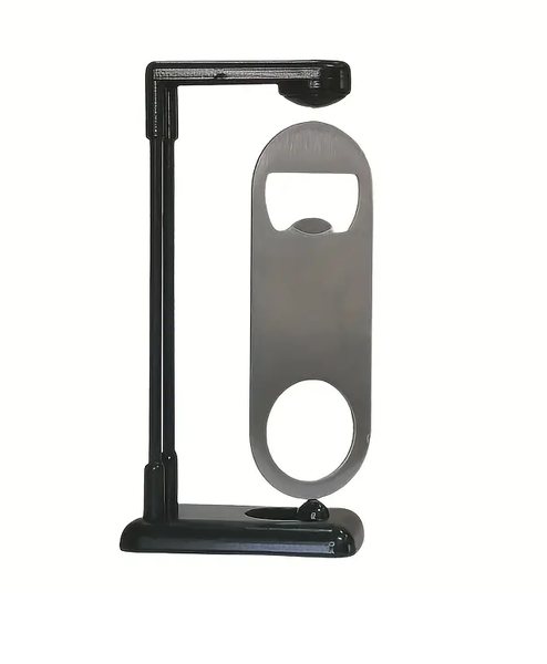 Sleek Floating Stainless Steel Bottle Opener with Stand