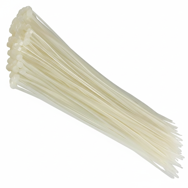 100 Piece White Nylon Cable Ties 4.8mm x 200mm for Cable Management