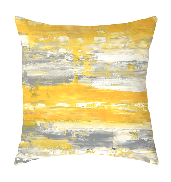 Yellow Paint Scatter Cushion - Inner Included