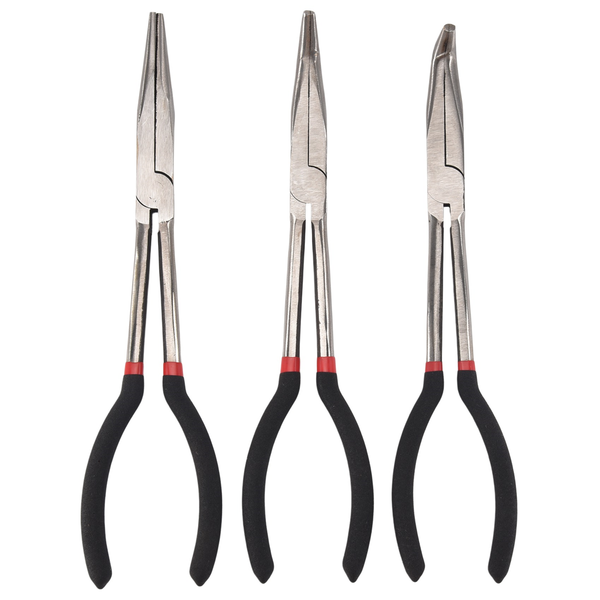 3X 11 Inch Nose Pliers Set Straight &amp; Bent Tip Mechanic Tool