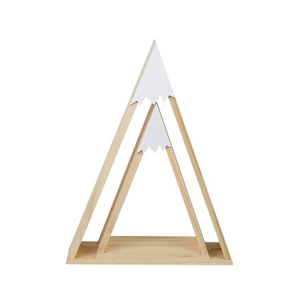 Triangular Wooden Mountain House Storage Rack - White