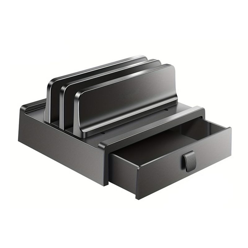 3-in-1 Laptop Stand with Drawer - Vertical & Side Cooling Storage Rack ...