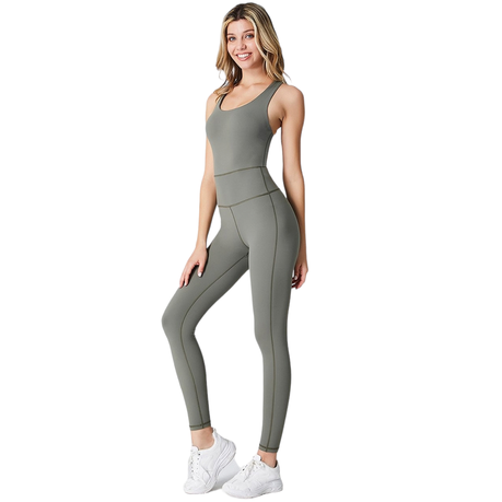 Ladies Active Wear Jumpsuit - Gym Yoga Dance - One Piece - Army Green, Shop Today. Get it Tomorrow!