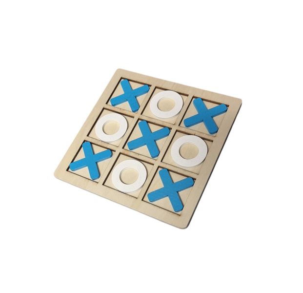 Tic Tac Toe Wooden Board Game Blue