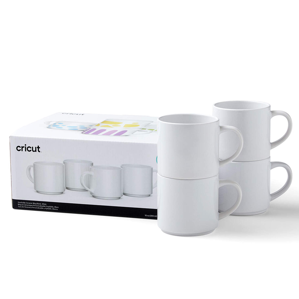 Cricut 295ml Stack Ceramic Mugs Blank White 4Pc