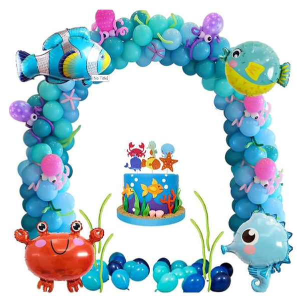 YB Sparkle - Sea Theme Happy Birthday Party Balloon and Decorations Set
