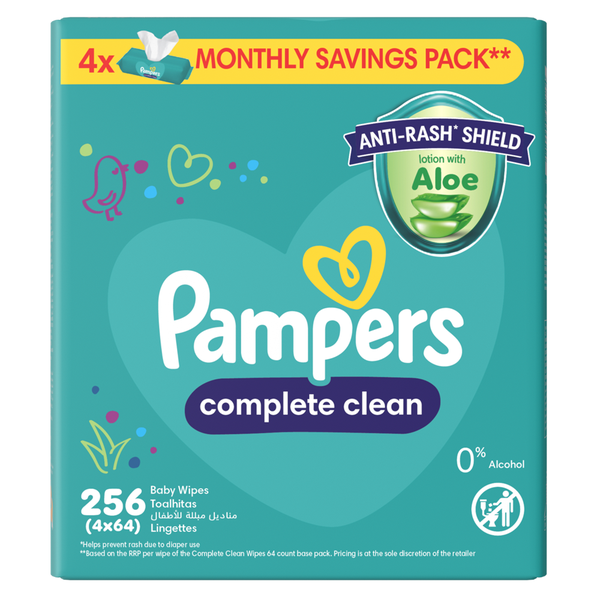 Pampers Complete Clean Baby Wipes - 256 Wipes, Helps Wipe Away Dirt &amp; Mess