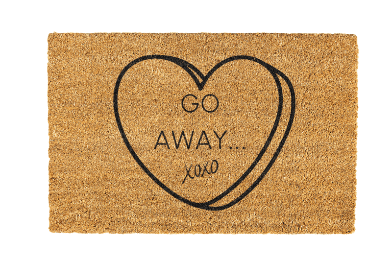 Go Away Heart Design Coir Doormat Design 700 x 400 x 17mm