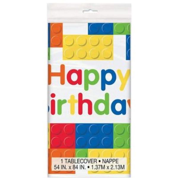 Party Building Block Birthday Table Cover - 1.37 x 2.13m