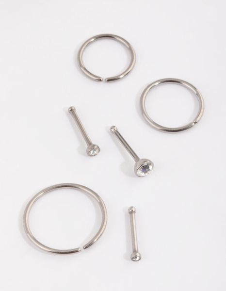 Titanium Nose Stud &amp; Ring 6-Pack
