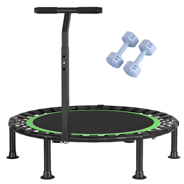 40" FitnessTrampoline Rebounder with 2 Dumbells Foldable Adjustable Handle