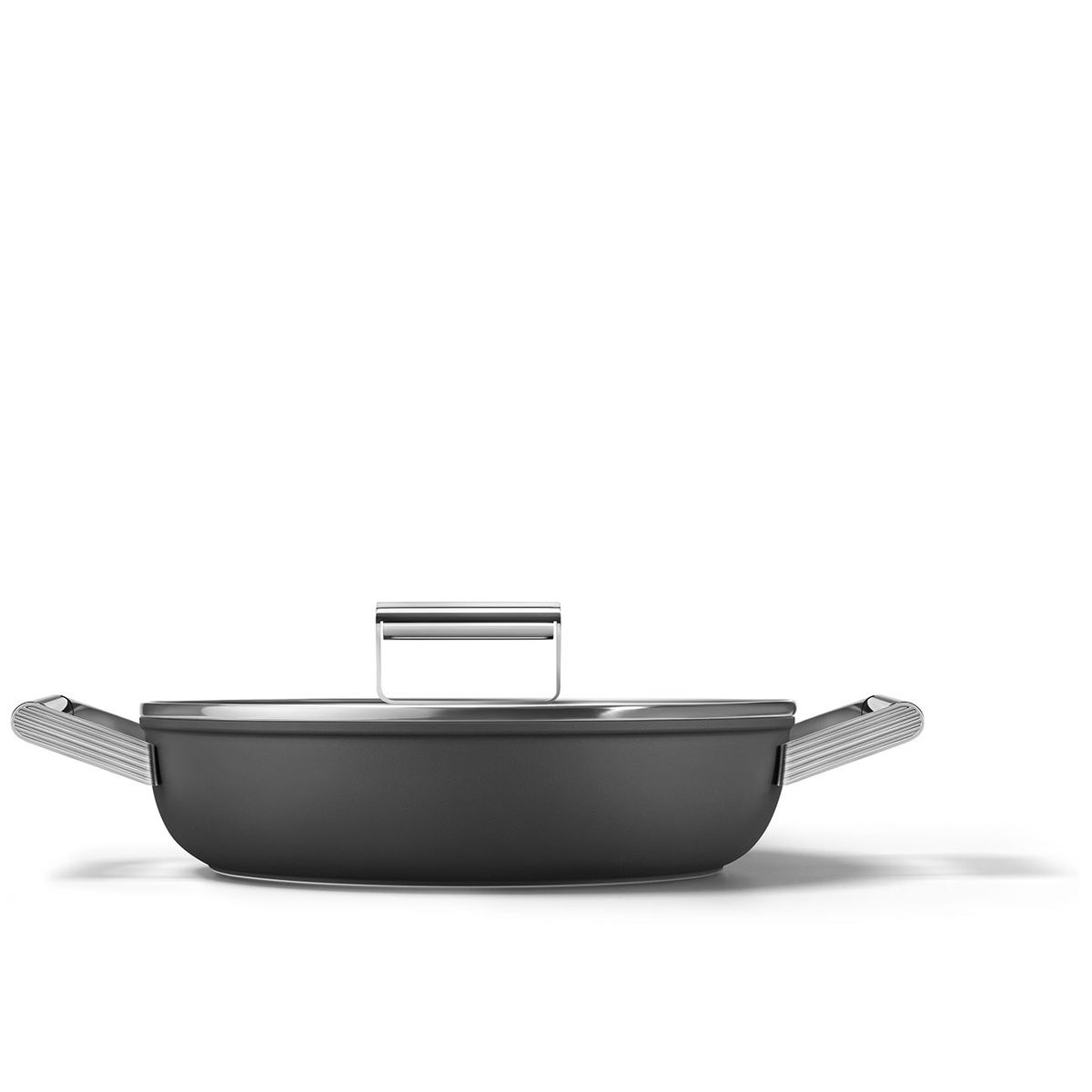 SmegDeep Pan 28cm All Hob Non Stick 2 Handles With Lid Black