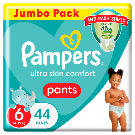 Pampers Anti-Rash Shield Pants Size 6 (+16 kg) 44 Nappies, Lotion With Aloe