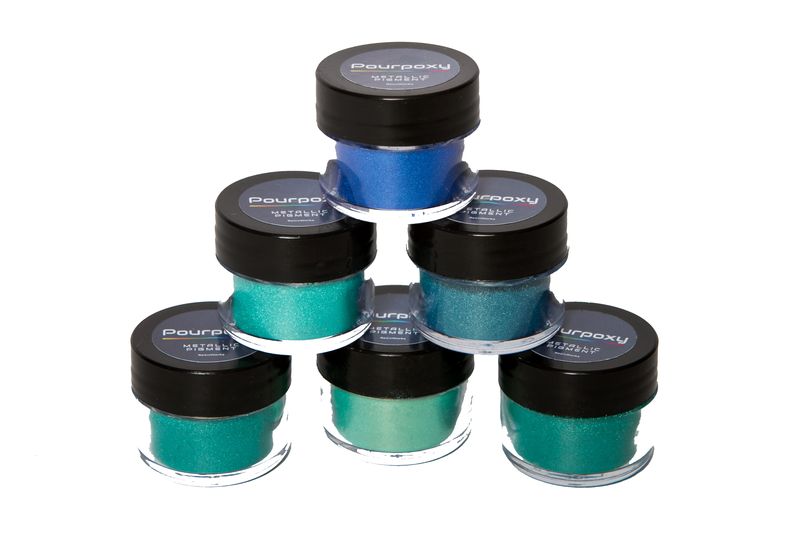 PourPoxy Metallic Pigment /Fresh Greens / Aquas Resin Art, River Tables