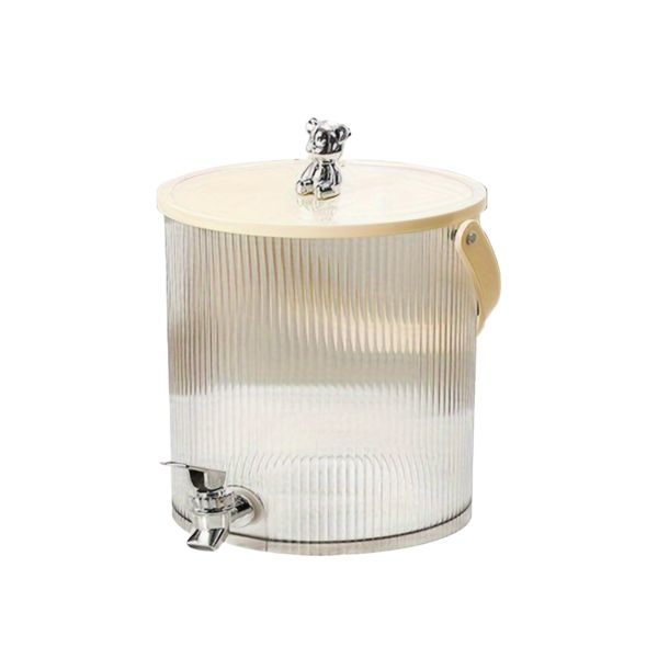 3.5L Heavy-Duty Transparent Beverage Dispenser With Spigot - Cream Color