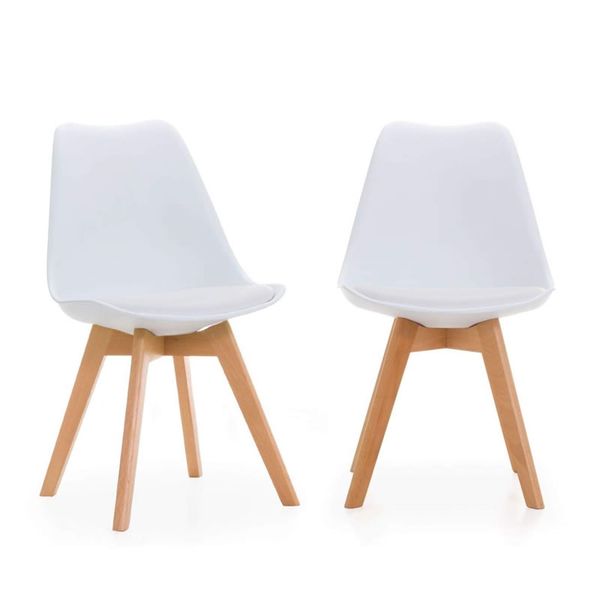 Set of 2 Modern Wooden Leg Dining Padded Chairs