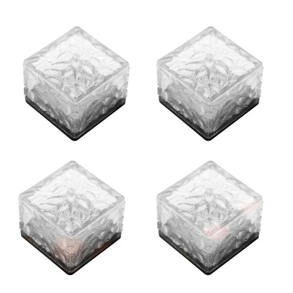 4 Pieces Ice White Paved Solar Brick Lights