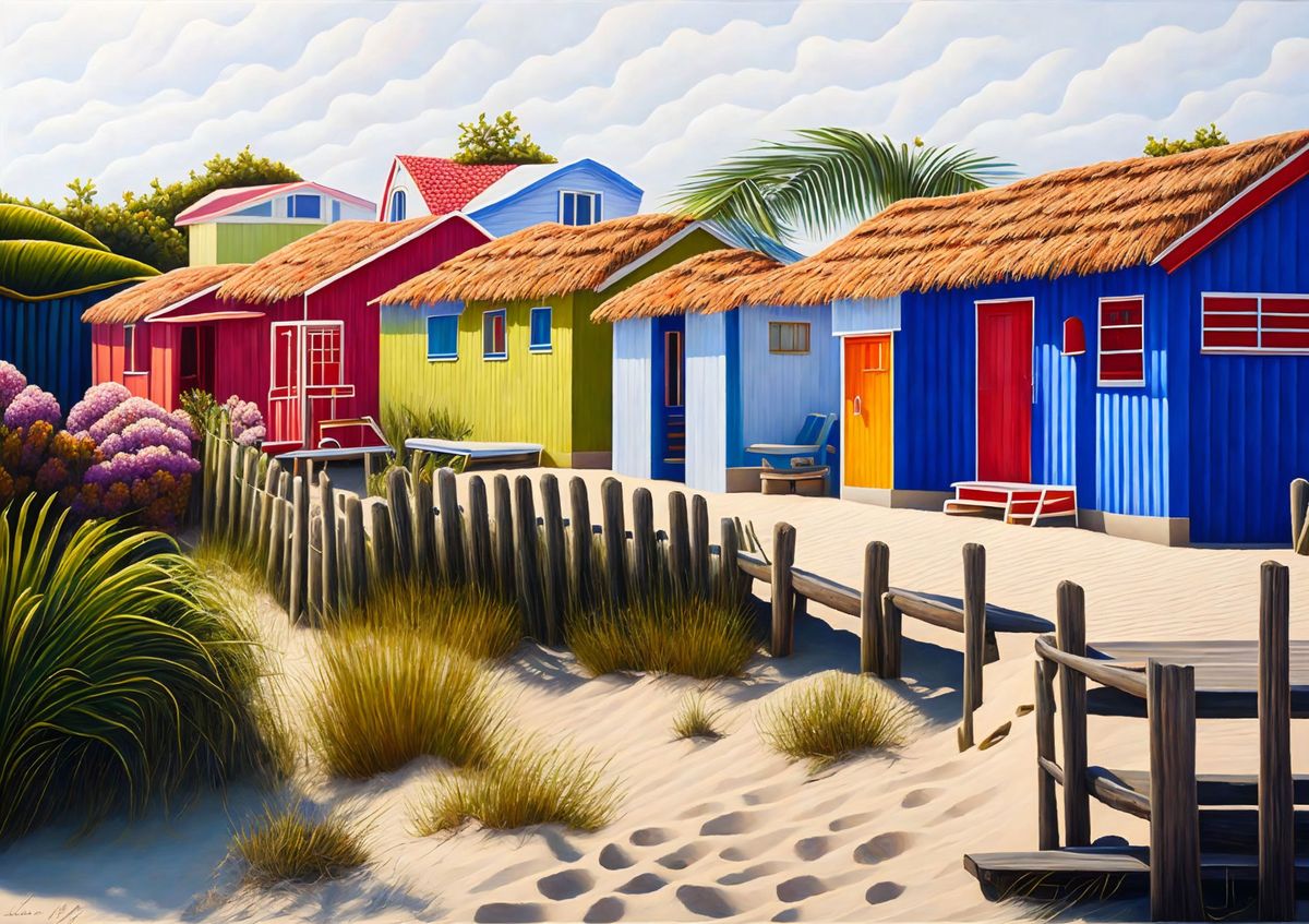 Canvas Wall Art - Beach Huts Artwork | Shop Today. Get it Tomorrow ...