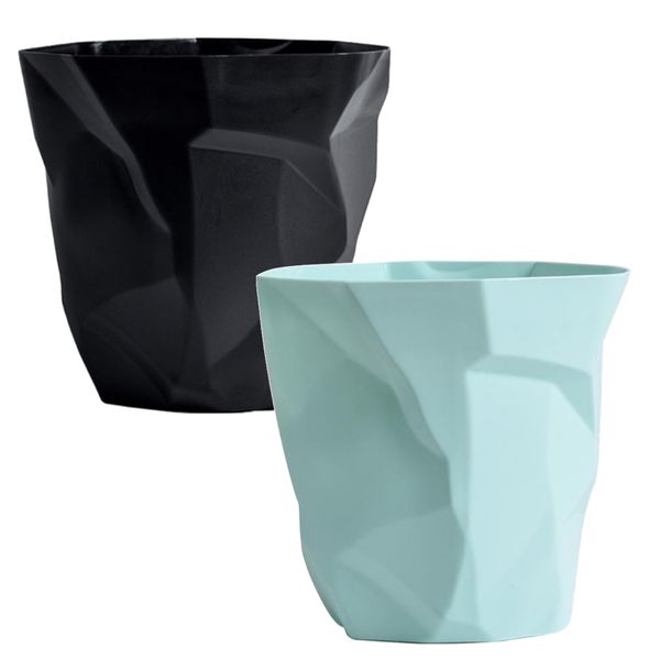 Hoe Office Décor Nordic Wrinkle Style Wastepaper Bin Set Of 2