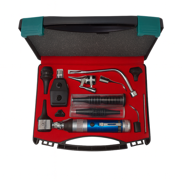 Deluxe ENT Diagnostic Set - Blue Otoscope + Ophthalmoscope + Nasal Speculum