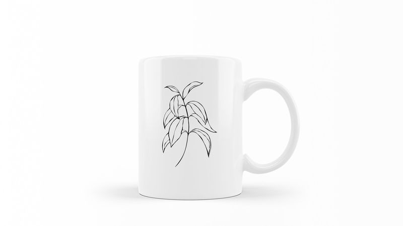 Designer Line Art Coffee Mug - Abstract Plant 3