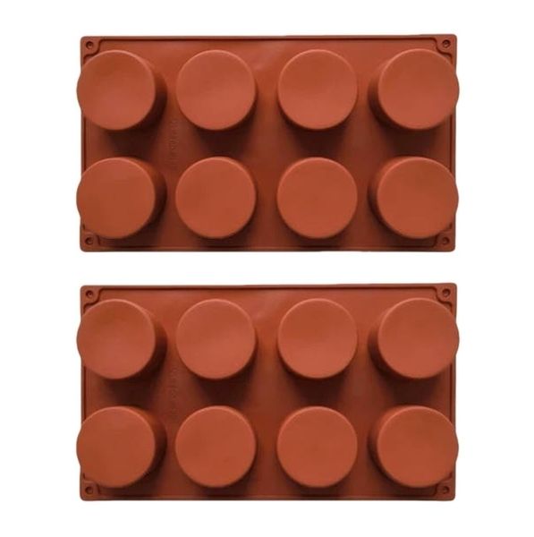 2 Pieces 8-Cavity Cylindrical Silicone Molds for Tart, Mousse Cake