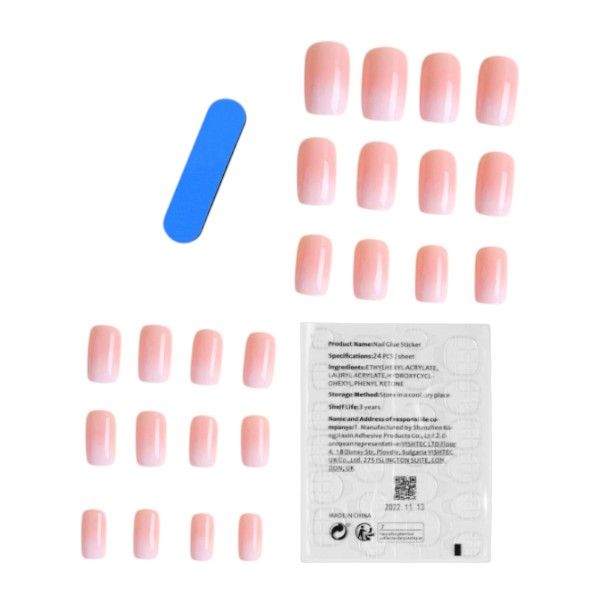 24 Piece - Square-Shaped Ombre Press-On Nails - Pink