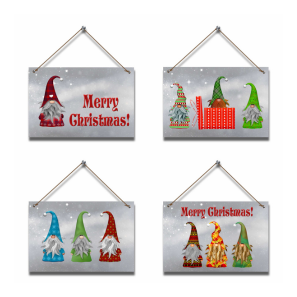 Christmas Hanging Pictures - Christmas Gnomes (4 piece )