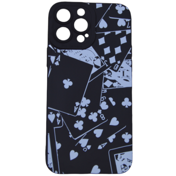 High Quality Card Deck Design Phone Case For iPhone 13 Pro Max -Black/White