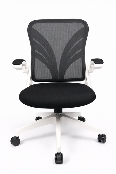 Ergonomic Mesh Office Chair with Armrests - White &amp; Black
