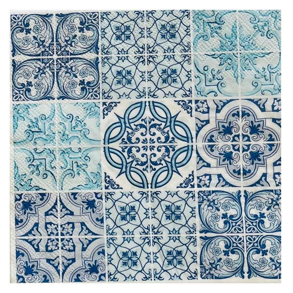 Blue Mosaic Serviettes - 2 ply - 40 Piece