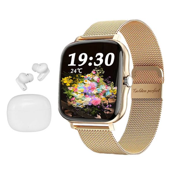 Women's Smartwatch &amp; Earbuds Gift Set - Gold Luxury Dual-Strap Edition