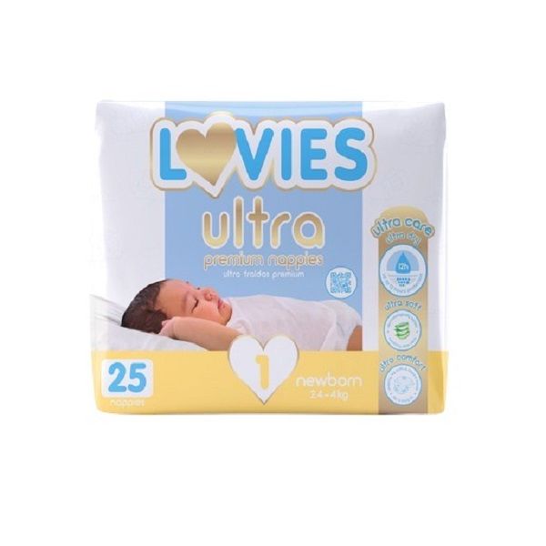 Lovies - Ultra Premium Size 1 Newborn Nappies 25's x 2