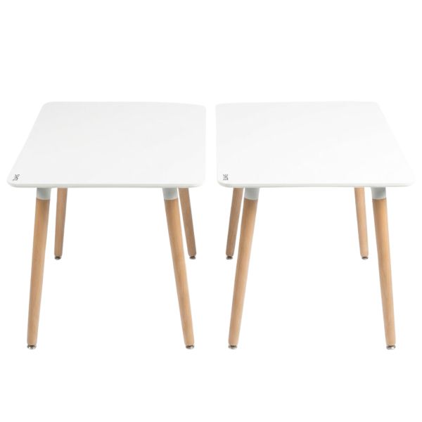 SMTE S-124T Dining Table MDF White - Modern 4 Seater Table - Set Of 2
