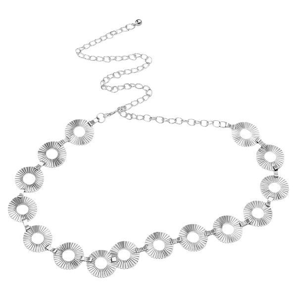 Women's Metal Ring Chain Accessory Belt - Silver