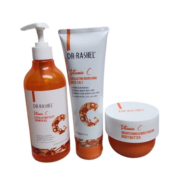 Vitamin C Brightening 3 Pieces Set- Shower Gel, Bath Salt &amp; Body Butter