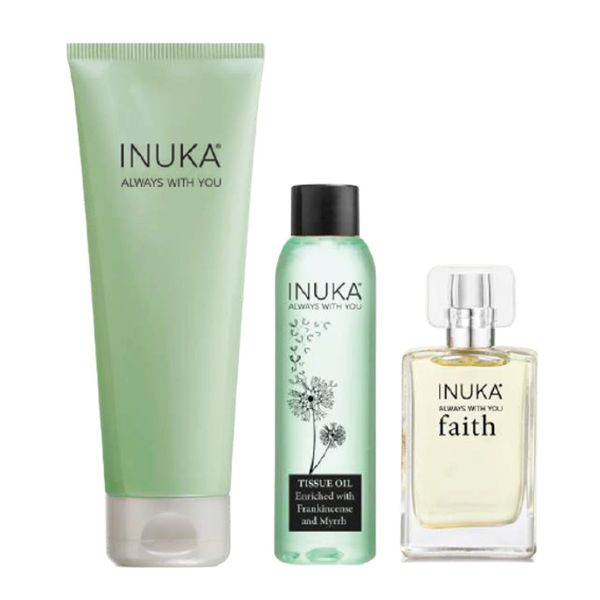 3 Piece Inuka Message in Bottle Set -Bodywash, Tissue Oil &amp; Perfume - Faith