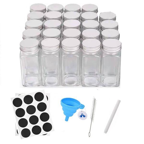 24 Piece Glass Spice Jars with Lid Pepper Shakers Spice Organizer