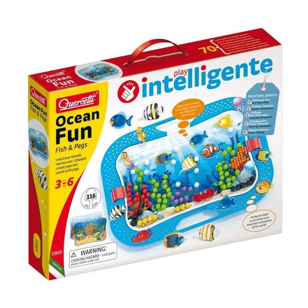 Quercetti - Fun Ocean &amp; Pegs - Sea-Themed Peg Board Activity for Toddlers