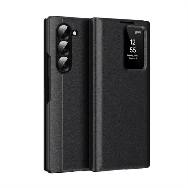 Smart Window Leather Flip Cover Compatible With Samsung Galaxy S23 Ultra
