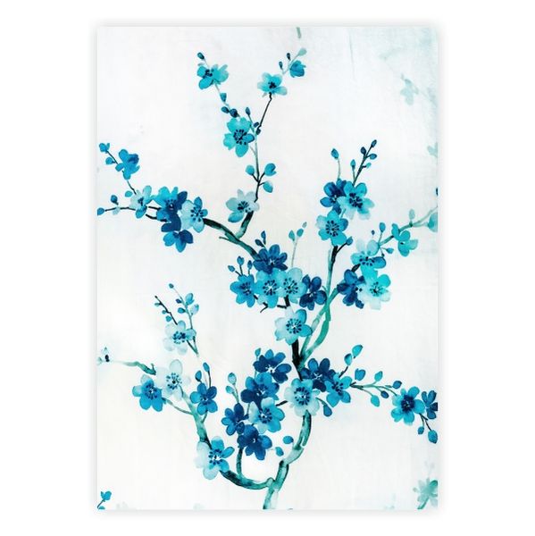 Blue flowers with white background - A1 Poster